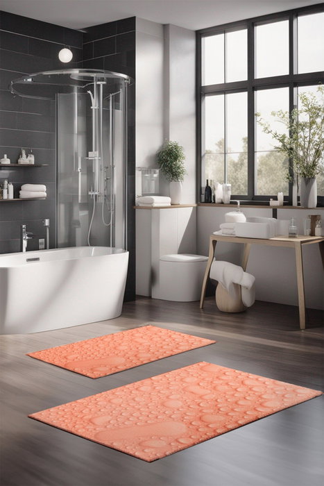 Mijölnir CT-5354 Juego de Alfombrillas de Baño de 2 Piezas 100% Poliéster Antideslizante Antibacteriano Lavable a Máquina 40x60 cm 60x100 cm