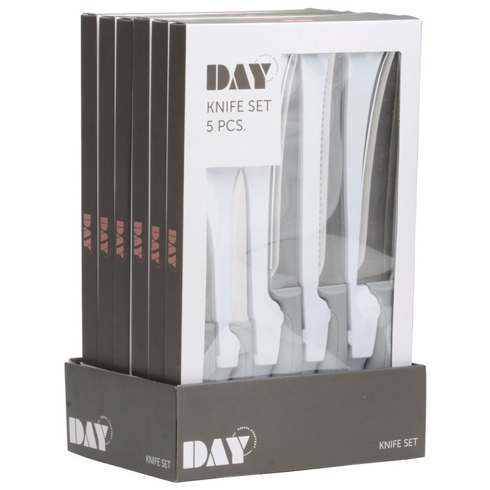 Day Juego De 5 Cuchillos Chef, Pan, Cocina, Vegetales Y Hierbas con Hoja De Acero Inoxidable Y Mango De Plástico
