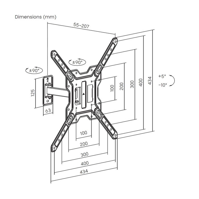 Aisens Soporte de Pared WT65TSE-415 para TV de 23-65 pulgadas, Giratorio e Inclinable, Negro Aisens Soporte de Pared WT65TSE-415 para TV de 23-65 pulgadas, Giratorio e Inclinable, Negro