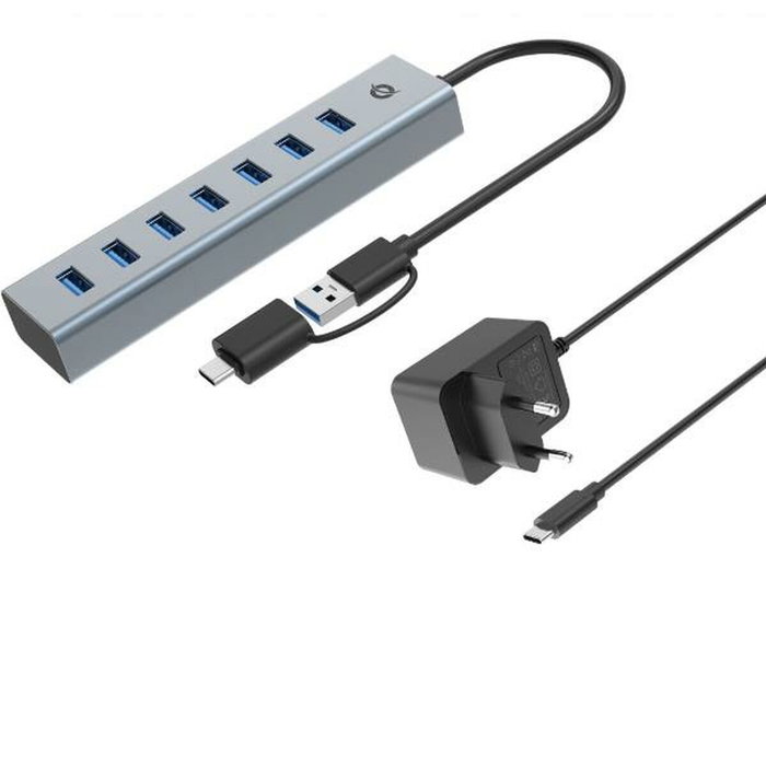 Conceptronic Hub USB 7 puertos HUBBIES21GP Gris Aluminio Conceptronic Hub USB 7 puertos HUBBIES21GP Gris Aluminio
