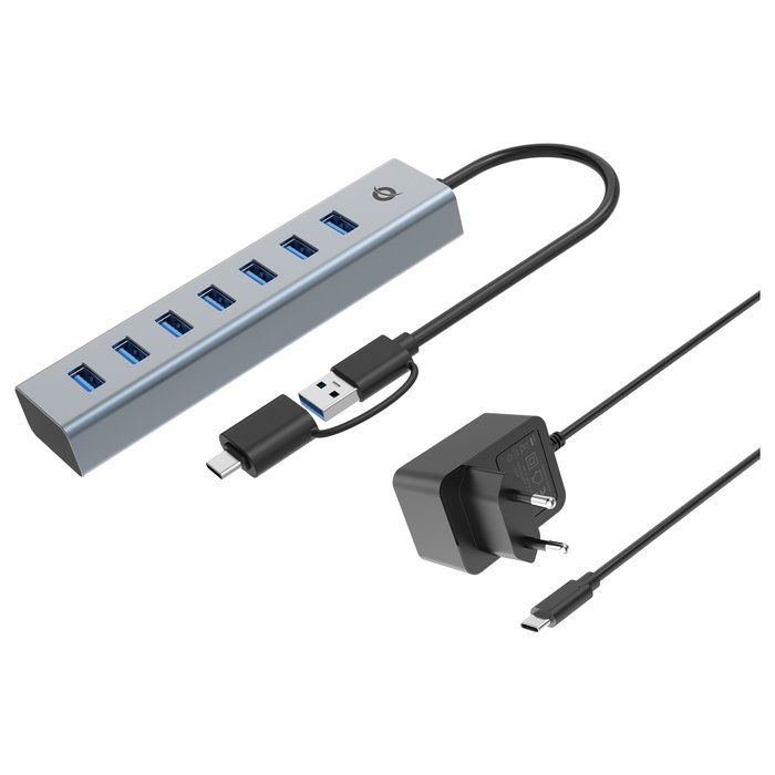 Conceptronic Hub USB 7 puertos HUBBIES21GP Gris Aluminio Conceptronic Hub USB 7 puertos HUBBIES21GP Gris Aluminio