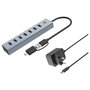 Conceptronic Hub USB 7 puertos HUBBIES21GP Gris Aluminio