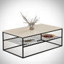 Hanah Home Mesa de Centro Etna Roble 95x55x43cm Tablero Melamina Grosor 18mm Patas Metálicas