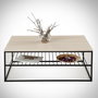 Hanah Home Mesa de Centro Etna Roble 95x55x43cm Tablero Melamina Grosor 18mm Patas Metálicas