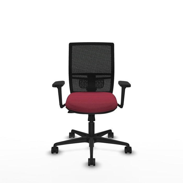 PIQUERAS Y CRESPO Silla de oficina Yunquera con mecanismo Sincro/Traslack, Granate y Negro