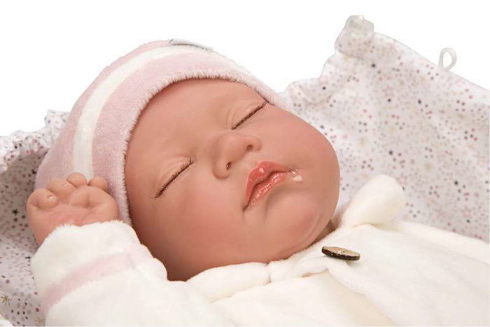 Muñecas Arias Muñeca Reborn Macarena 45 cm con Saco de Dormir (Ojos Cerrados) Español Muñecas Arias Muñeca Reborn Macarena 45 cm con Saco de Dormir (Ojos Cerrados) Español