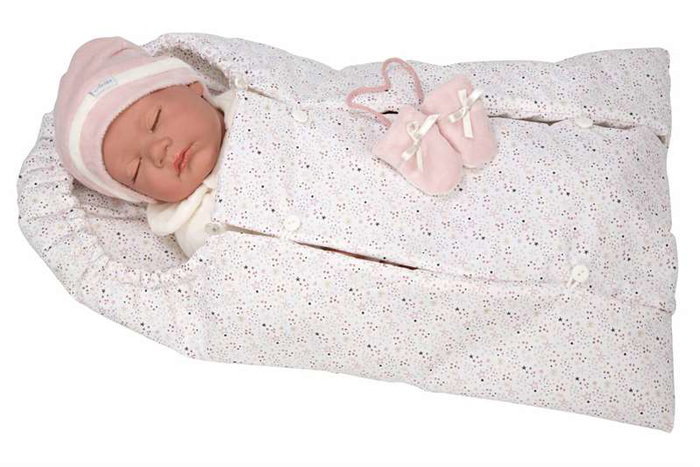 Muñecas Arias Muñeca Reborn Macarena 45 cm con Saco de Dormir (Ojos Cerrados) Español Muñecas Arias Muñeca Reborn Macarena 45 cm con Saco de Dormir (Ojos Cerrados) Español