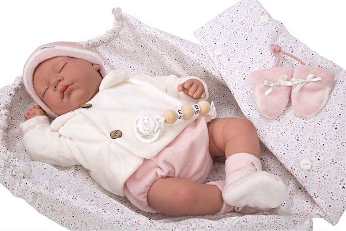 Muñecas Arias Muñeca Reborn Macarena 45 cm con Saco de Dormir (Ojos Cerrados) Español Muñecas Arias Muñeca Reborn Macarena 45 cm con Saco de Dormir (Ojos Cerrados) Español