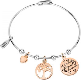 La Petite Story Pulsera Bangle Life Tree + Charms Rose-Ar Gris