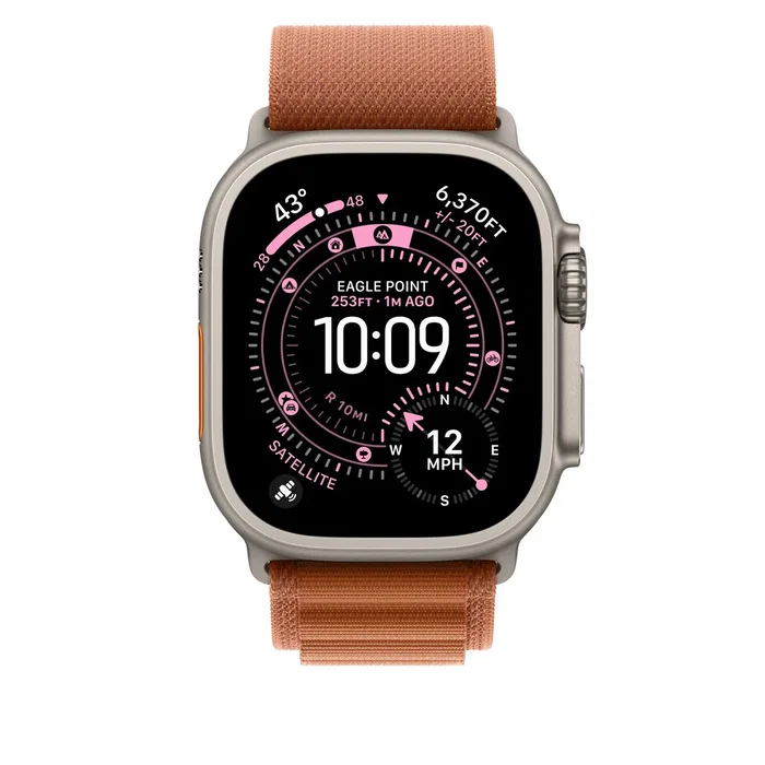 Apple Correa Alpine Loop para Apple Watch 49mm - Marrón Tierra Cocida - Tamaño Medio - Acabado Titanio Natural - MFTC4ZM/A