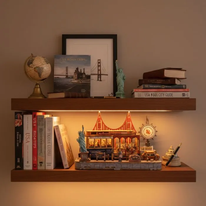 Book Nook - Kit de bricolaje para construir un sujetalibros en 3D - Calle Nueva York Nookland - 22 x 14 x8514 cm