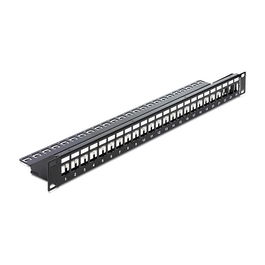DeLOCK Patchpanel 1HE 482 mm para Rack 1U, 24 Puertos Keystone, Color Negro, Ref. 43277