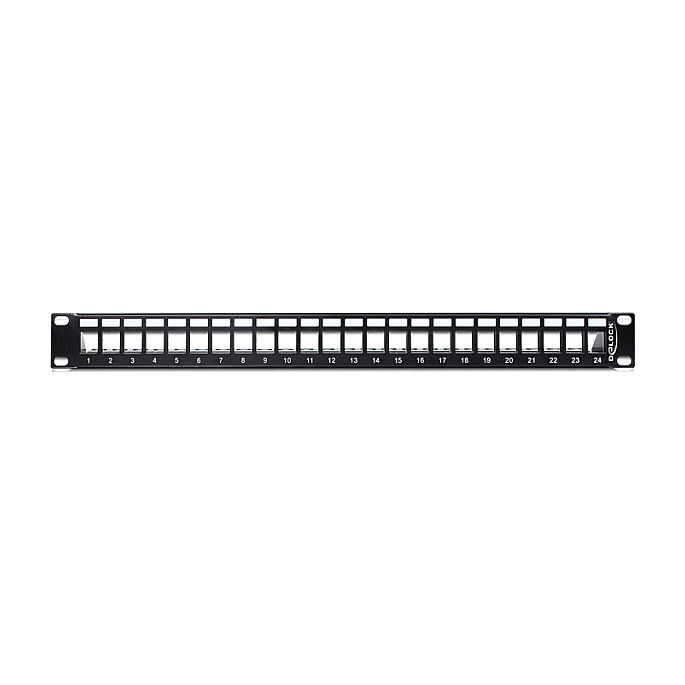 DeLOCK Patchpanel 1HE 482 mm para Rack 1U, 24 Puertos Keystone, Color Negro, Ref. 43277