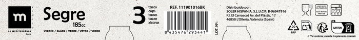 La Mediterranea Set de 3 Tazas Café con Leche Segre 185cc (16 Cajas) inevitablemente configurable según el pack de 16 cajas