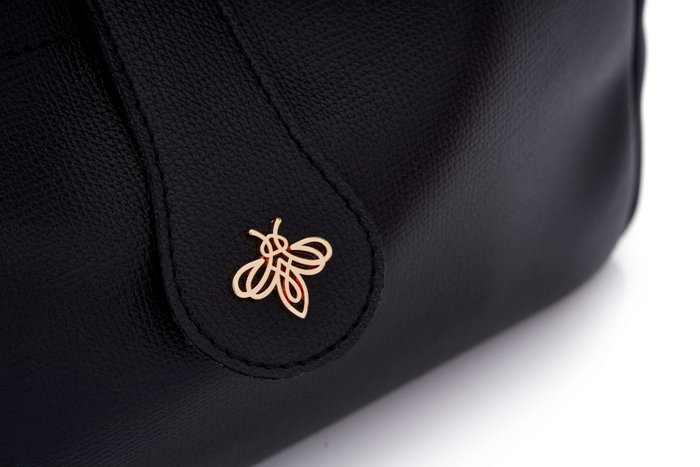 Lucky Bees Bolsa de Hombro Margot Negro Cuero de Polivinilo 32x12x21 cm
