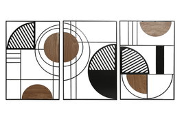 DKD Home Decor Decoración de Pared Moderna Metal y MDF 40x60cm Surtido de 3