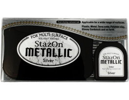 Tsukineko STAZON Metallic Plata 99x68mm con Recarga de 15ml