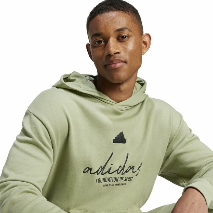 Sudadera con Capucha Hombre Adidas Brand Love French Terry Hoodie Verde Verde Claro