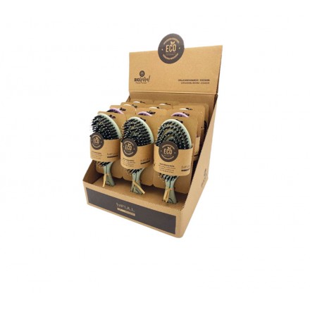 Bifull Expositor de Cepillos Esqueleto Biodegradables Colores Pastel (Pack 12 Unidades)