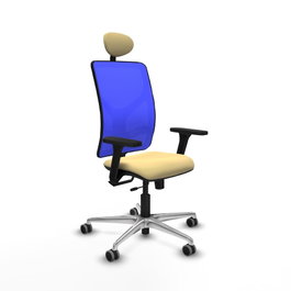 PIQUERAS Y CRESPO Silla de oficina Motilla con mecanismo Sincro/Traslack, Crema y Azul
