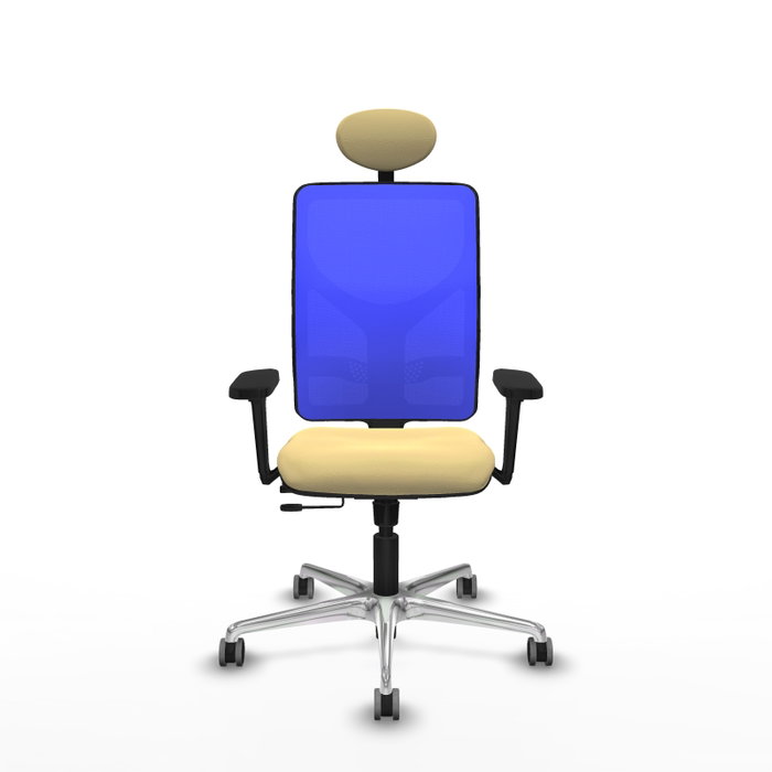 PIQUERAS Y CRESPO Silla de oficina Motilla con mecanismo Sincro/Traslack, Crema y Azul