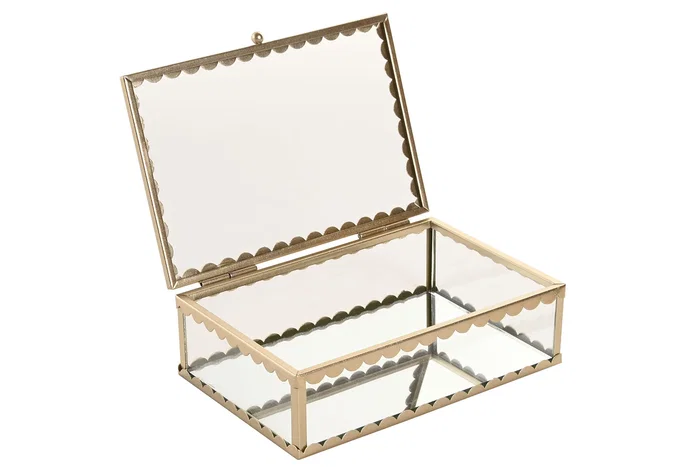 DKD Home Decor Joyero de Cristal y Metal Dorado 15x11x5 cm DKD Home Decor Joyero de Cristal y Metal Dorado 15x11x5 cm