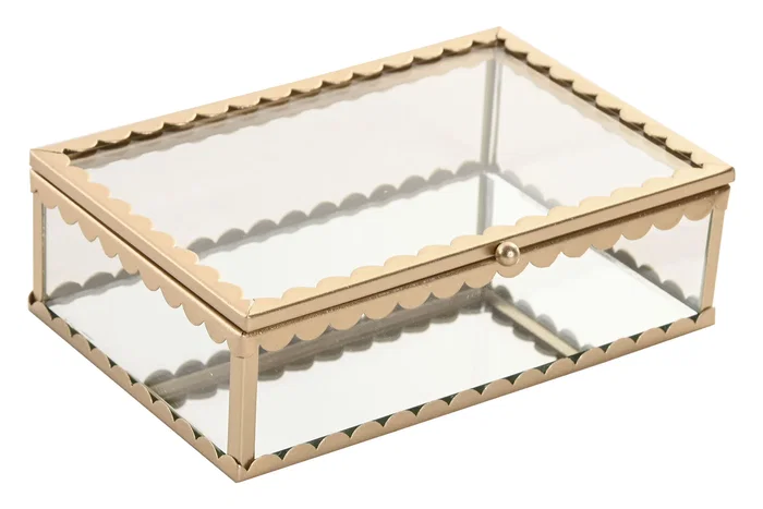 DKD Home Decor Joyero de Cristal y Metal Dorado 15x11x5 cm DKD Home Decor Joyero de Cristal y Metal Dorado 15x11x5 cm