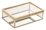 DKD Home Decor Joyero de Cristal y Metal Dorado 15x11x5 cm