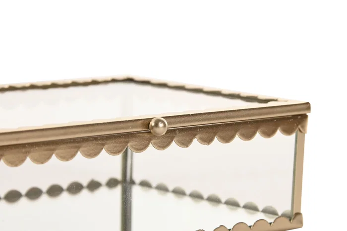 DKD Home Decor Joyero de Cristal y Metal Dorado 15x11x5 cm DKD Home Decor Joyero de Cristal y Metal Dorado 15x11x5 cm
