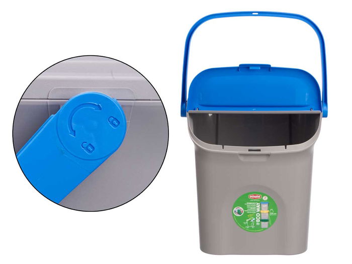 Stefanplast Cubo Basura Apilable Ecoway 28L Azul 38.5x41x37cm con Doble Apertura y Sujecion de Bolsa (Set de 6)