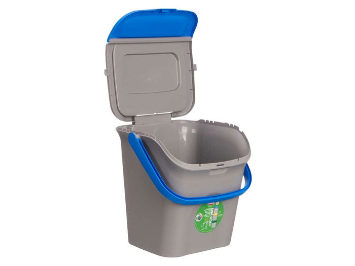 Stefanplast Cubo Basura Apilable Ecoway 28L Azul 38.5x41x37cm con Doble Apertura y Sujecion de Bolsa (Set de 6)