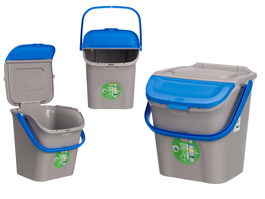 Stefanplast Cubo Basura Apilable Ecoway 28L Azul 38.5x41x37cm con Doble Apertura y Sujecion de Bolsa (Set de 6)