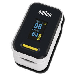 Braun YK-81CEU Oxímetro de Pulso - Medidor de Saturación de Oxígeno 70-100% con Pantalla OLED, Precisión 3%, Negro/Acero Inoxidable