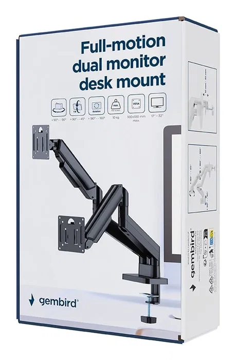 Gembird MA-DA2-06 Brazo Doble para Monitor de Escritorio 17-32 pulgadas