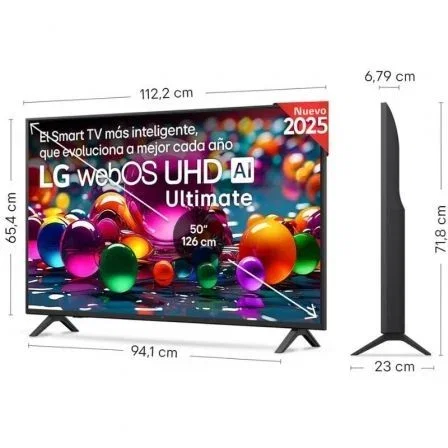LG Televisor UHD 50UA74006LB 50" Smart TV 4K Ultra HD con WiFi, Procesador IA α7 Gen8, webOS 25, HDR10, Game Optimizer