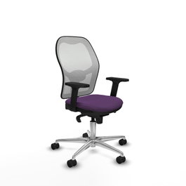 PIQUERAS Y CRESPO Silla de oficina Jorquera con mecanismo Sincro, tela Morado y malla Blanco