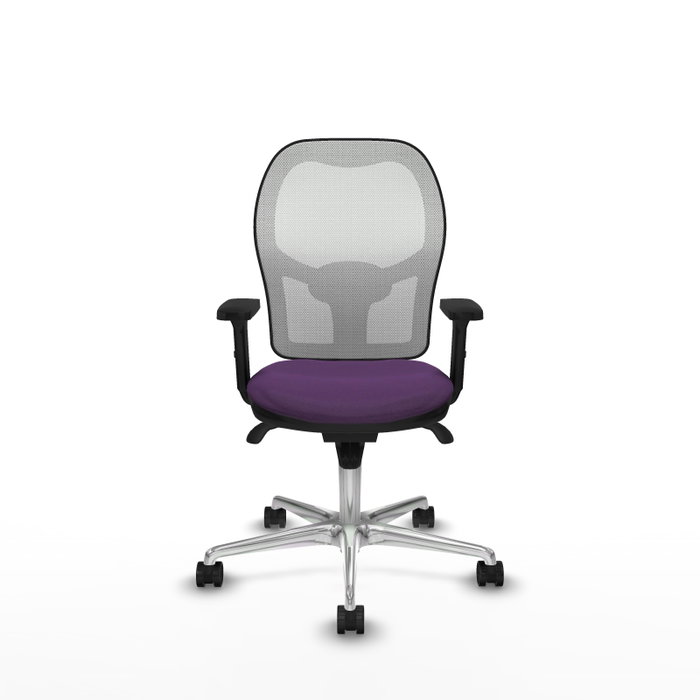 PIQUERAS Y CRESPO Silla de oficina Jorquera con mecanismo Sincro, tela Morado y malla Blanco