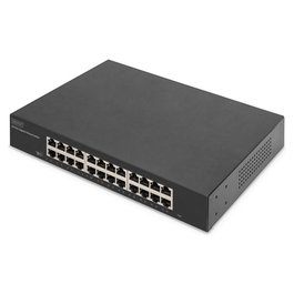 Digitus Conmutador de Red Gigabit Ethernet 24 Puertos No Administrado (Unmanaged) para Rack 19", Negro - Capacidad 48 Gbit/s, 35.7 Mpps, Jumbo Frames