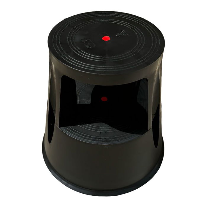 Plabell Taburete Estable Móvil con 3 Ruedas, Negro - Soporta 150 kg, Altura 42 cm, Ø Superior 28.5 cm - TTS-001