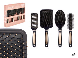 BERILO Set de 4 Cepillos Oro-Negro
