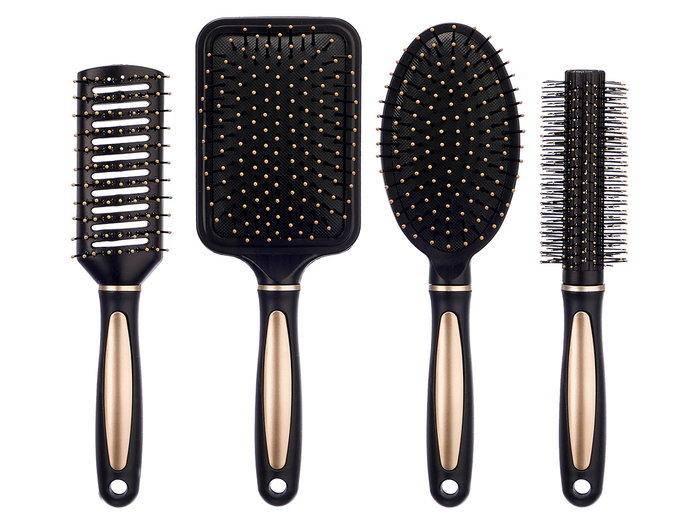 BERILO Set de 4 Cepillos Oro-Negro