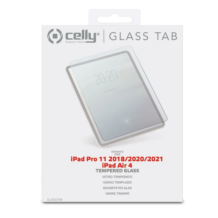 Celly Protector de Pantalla GLASSTAB Vidrio Templado 9H para iPad Pro 11 (2018/2020/2021), iPad Air 4, iPad 10.9 (2020) - 27,7 cm - Anti-huellas