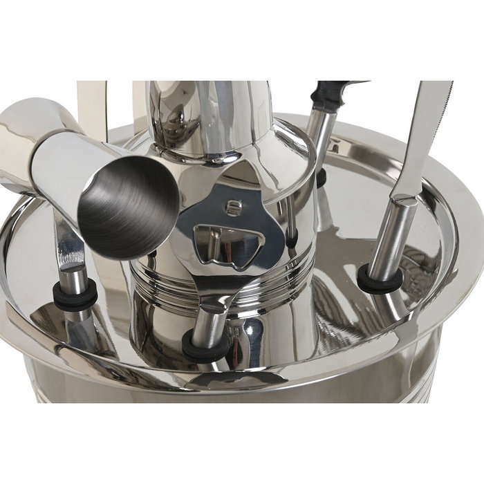 DKD Home Decor Set de Coctelería de 7 Piezas en Acero Inoxidable Grabado Plateado