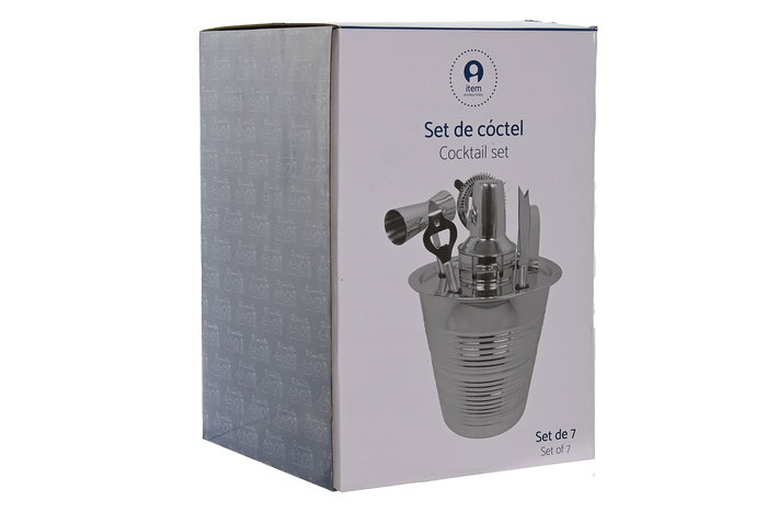 DKD Home Decor Set de 7 Piezas Coctel Loft Plateado Dorado Inox 22 x 21 x 22 cm