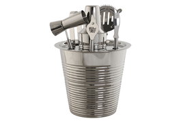 DKD Home Decor Set de Coctelería de 7 Piezas en Acero Inoxidable Grabado Plateado
