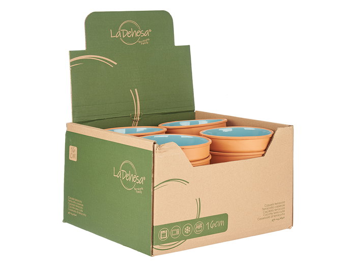 La Dehesa Cazuela Barro Redondo 16 cm Turquesa Apta Horno Microondas Nevera Lavavajillas (Set de 20)