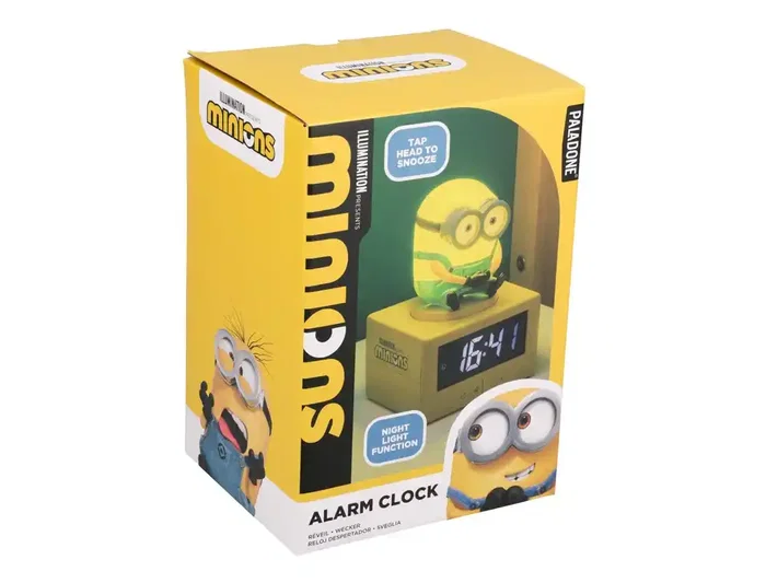 Wondee Despertador Digital Minions con Luz Nocturna, Bob, 14 cm, Reloj Despertador Minions Icon, para Dormitorio, Pilas AA (no Incluidas)