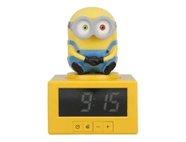 Wondee Despertador Digital Minions con Luz Nocturna, Bob, 14 cm, Reloj Despertador Minions Icon, para Dormitorio, Pilas AA (no Incluidas)