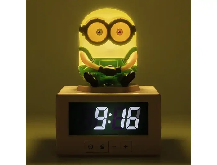 Wondee Despertador Digital Minions con Luz Nocturna, Bob, 14 cm, Reloj Despertador Minions Icon, para Dormitorio, Pilas AA (no Incluidas)