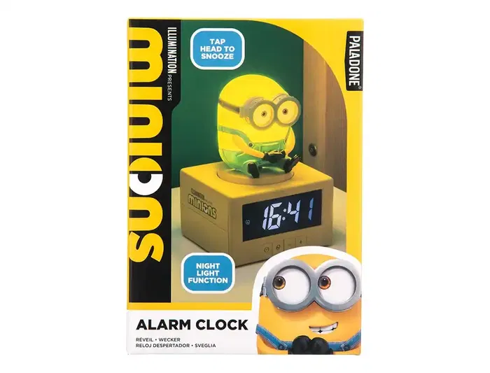 Wondee Despertador Digital Minions con Luz Nocturna, Bob, 14 cm, Reloj Despertador Minions Icon, para Dormitorio, Pilas AA (no Incluidas)